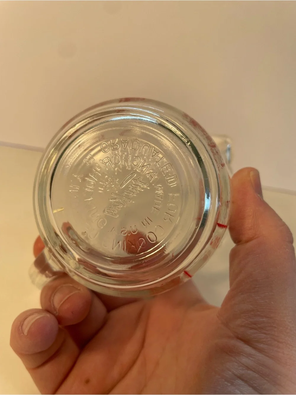 Vintage Fire-King 1 Cup Glass Measuring Cup Anchor Hocking Red Graphics USA
